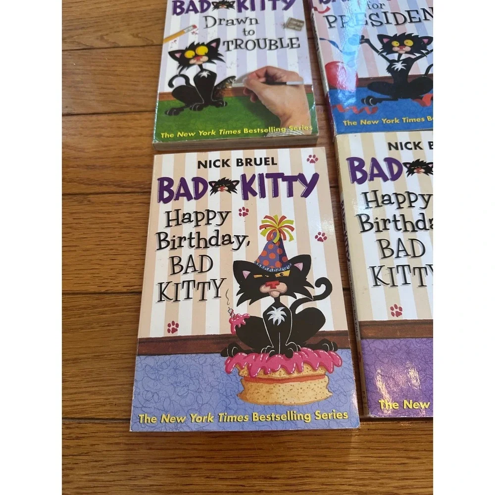 Bundle 4 Nick Bruel‎ Bad Kitty Books Lot Childrens Chapter Books Set of 4
